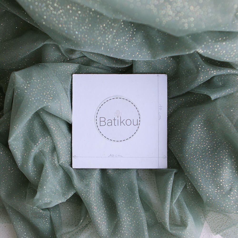 Tulle souple vert sauge / doré