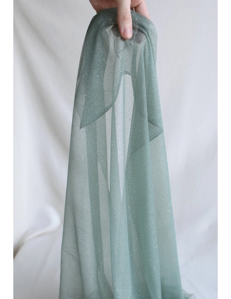 Tulle souple vert sauge / doré