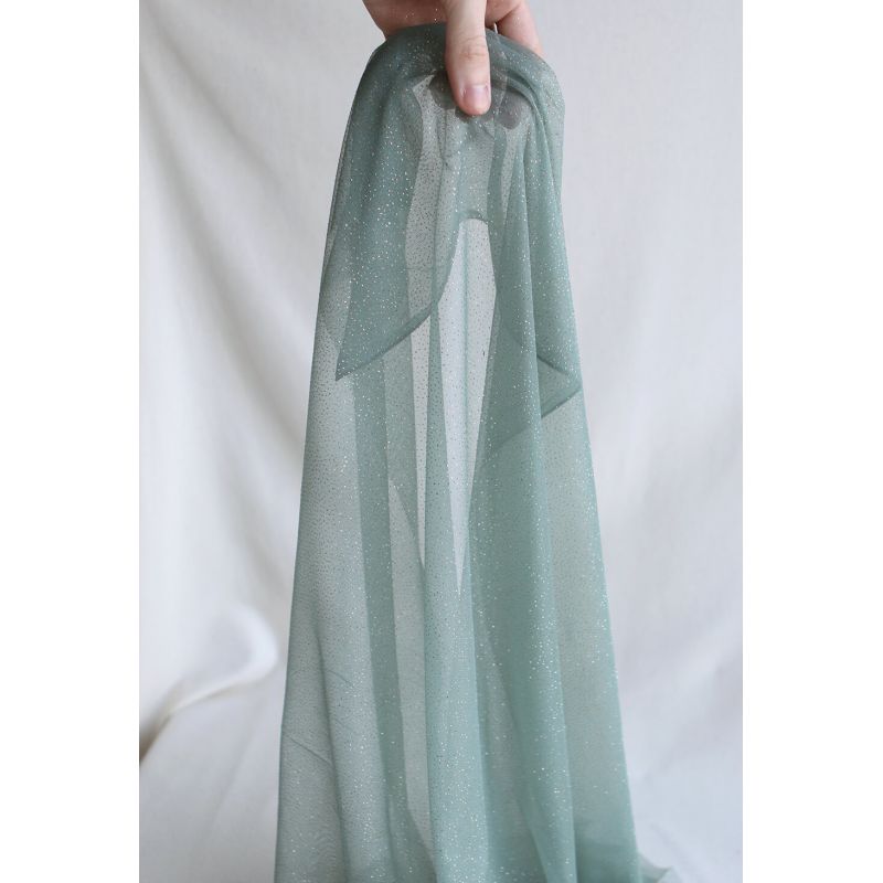 Tulle souple vert sauge / doré