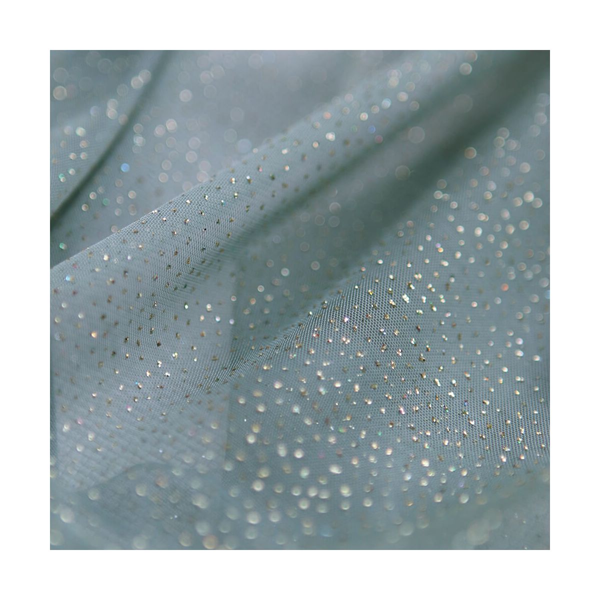 Tulle souple vert sauge / doré