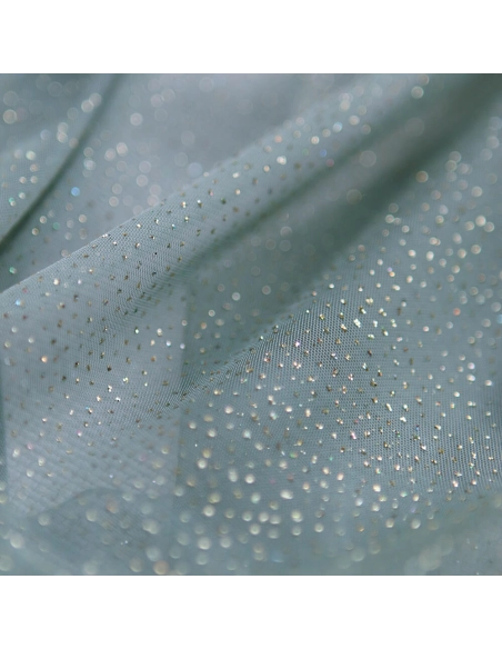 Tulle souple vert sauge / doré