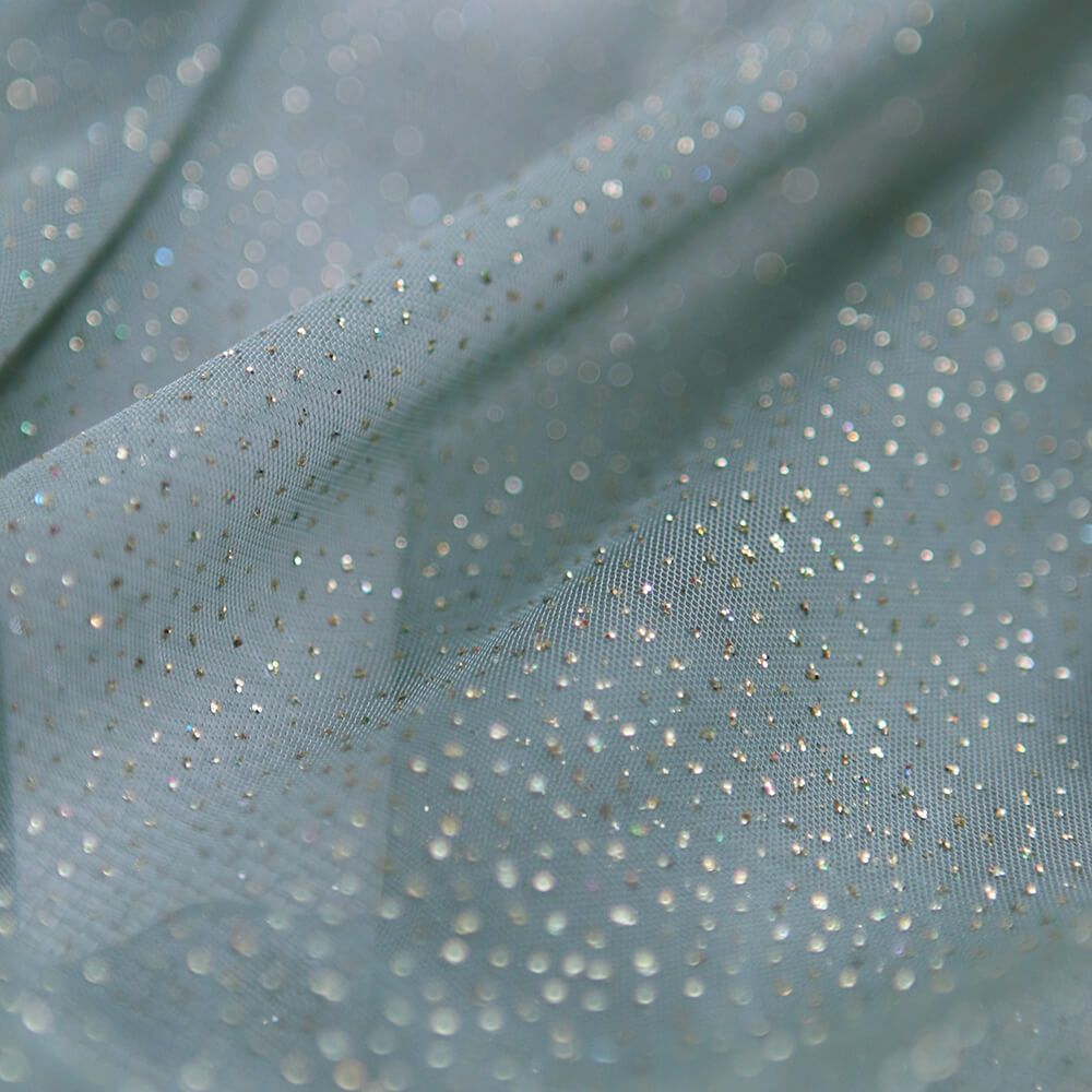 Tulle souple vert sauge / doré