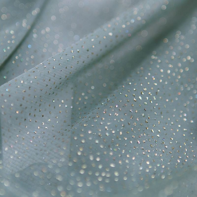 Tulle souple vert sauge / doré