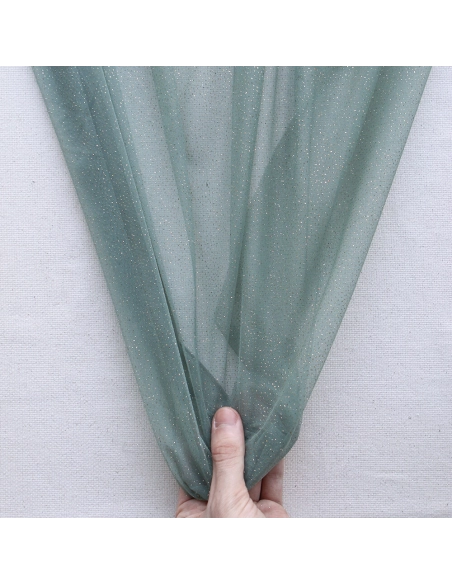 Tulle souple vert sauge / doré