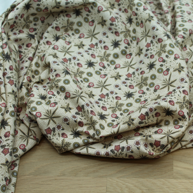 Jersey de coton motif branches vert