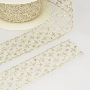 Galon tulle brodé métallisé 45mm x 1M Coloris au choix 2