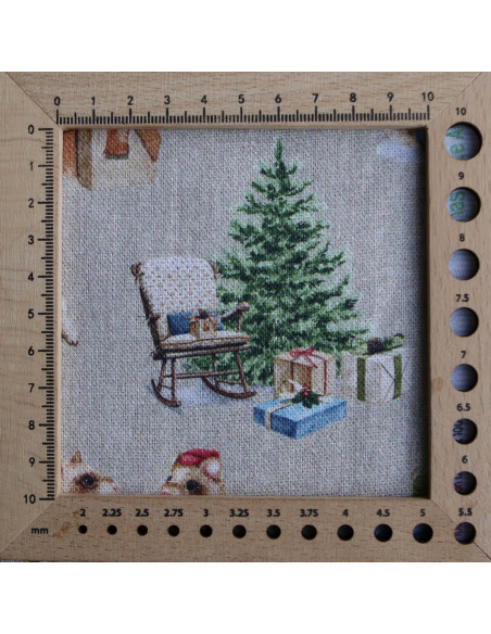 Toile de coton canvas motif animaux de noël fond beige