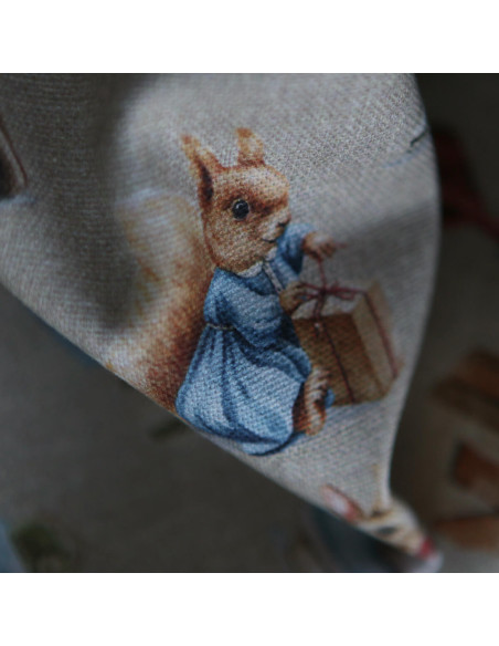 Toile de coton canvas motif animaux de noël fond beige