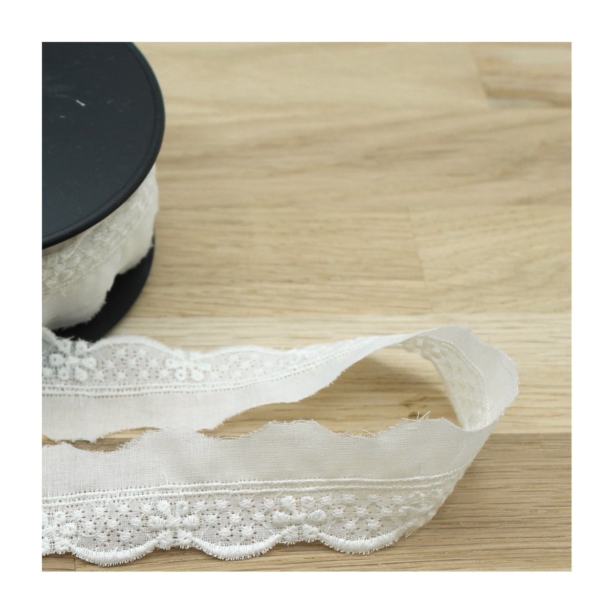 Galon coton broderie anglaise brodé 25mm x 1m écru Galon coton broderie anglaise brodé 25mm x 1m écru