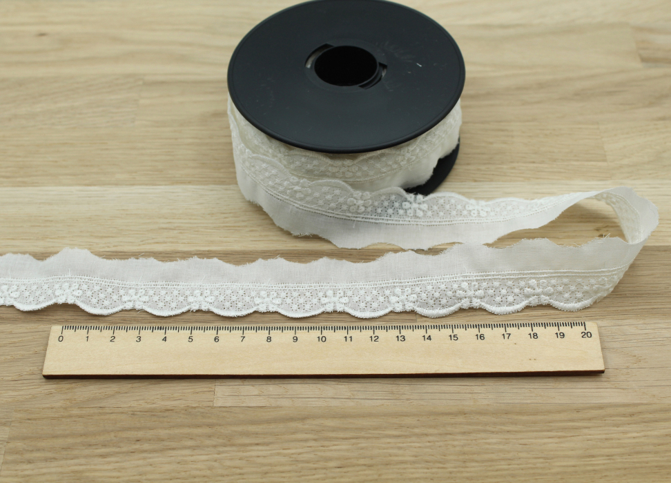 Galon coton broderie anglaise brodé 25mm x 1m écru