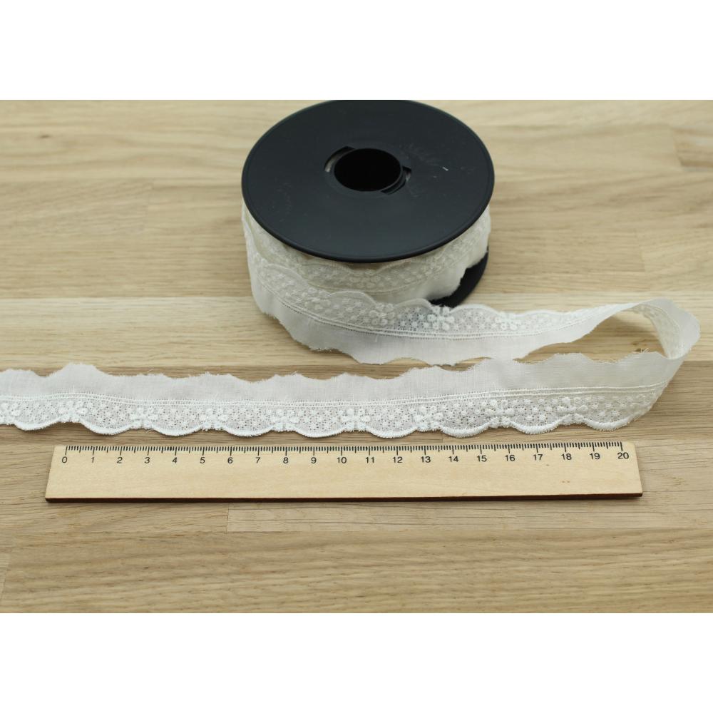 Galon coton broderie anglaise brodé 25mm x 1m écru