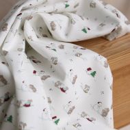 Tissu sergé de coton organique imprimé personnages d'hiver