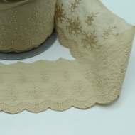 Galon coton broderie anglaise brodé 85mm x 1m grège