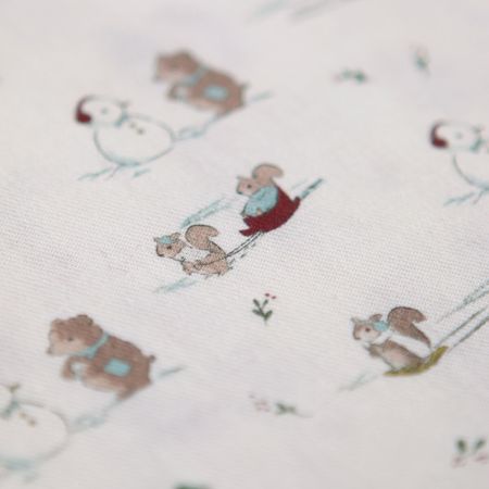 Tissu sergé de coton organique imprimé personnages d'hiver