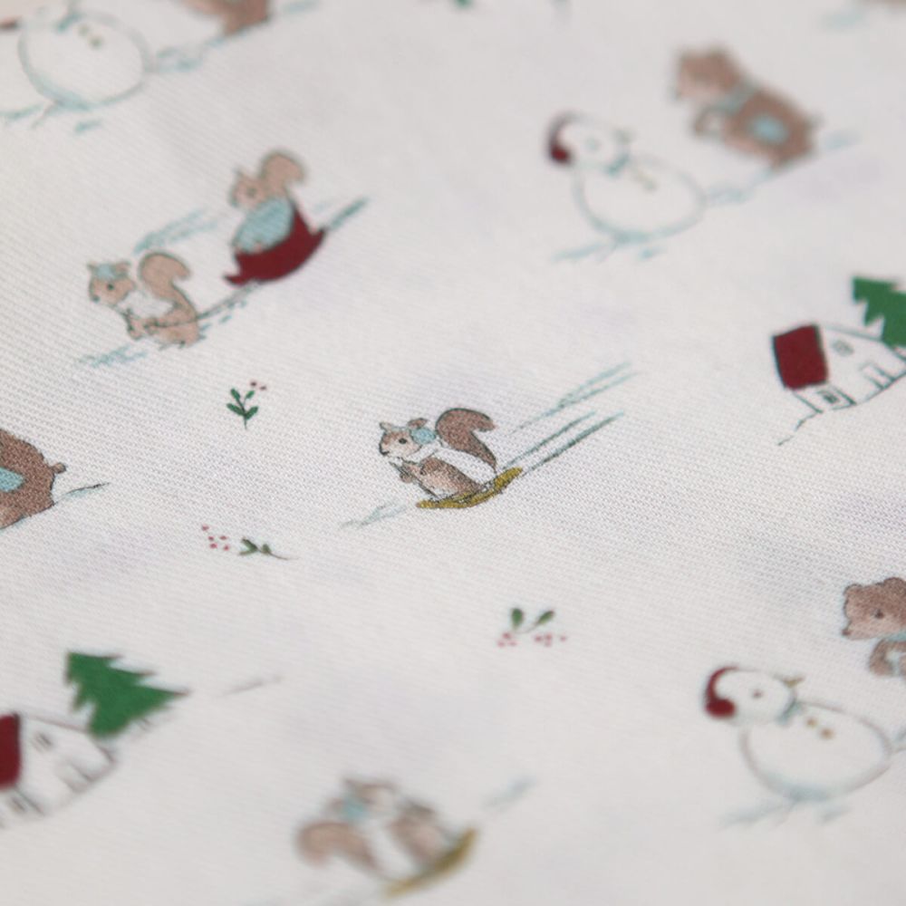 Tissu sergé de coton organique imprimé personnages d'hiver