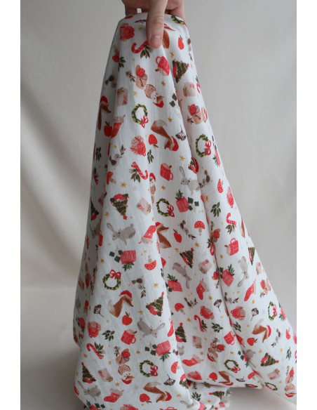 Goupix - Double gaze de coton fond crème motif fleuri