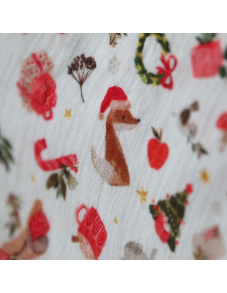 Goupix - Double gaze de coton fond crème motif fleuri