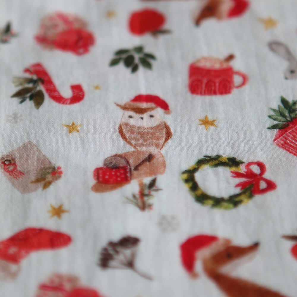 Goupix - Double gaze de coton fond crème motif fleuri