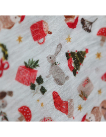 Goupix - Double gaze de coton fond crème motif fleuri