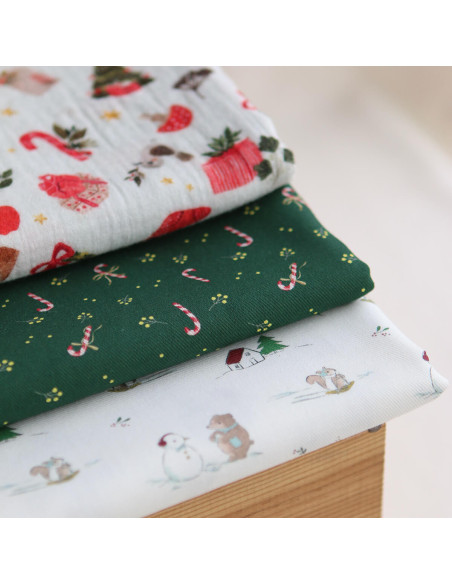 Goupix - Double gaze de coton fond crème motif fleuri