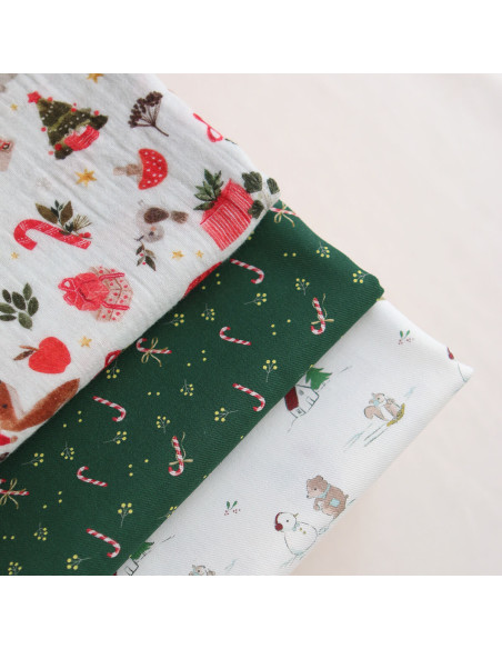 Goupix - Double gaze de coton fond crème motif fleuri