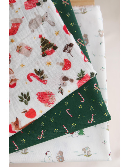 Goupix - Double gaze de coton fond crème motif fleuri