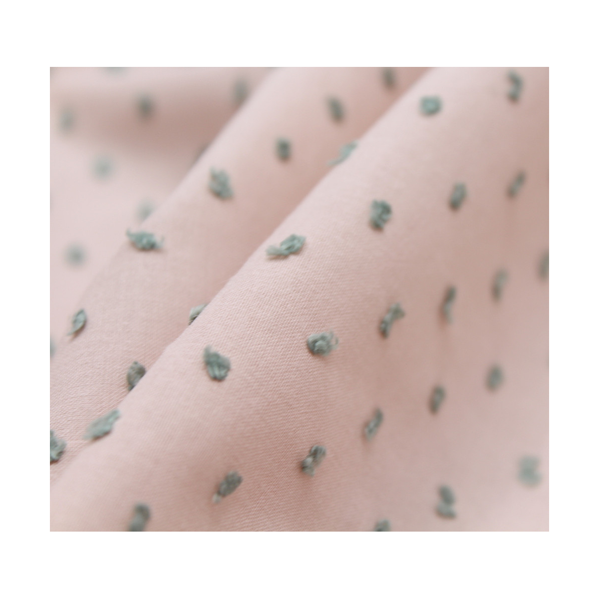 Plumetis de coton bicolore nude et vert sauge Qualité Oeko-tex - 2