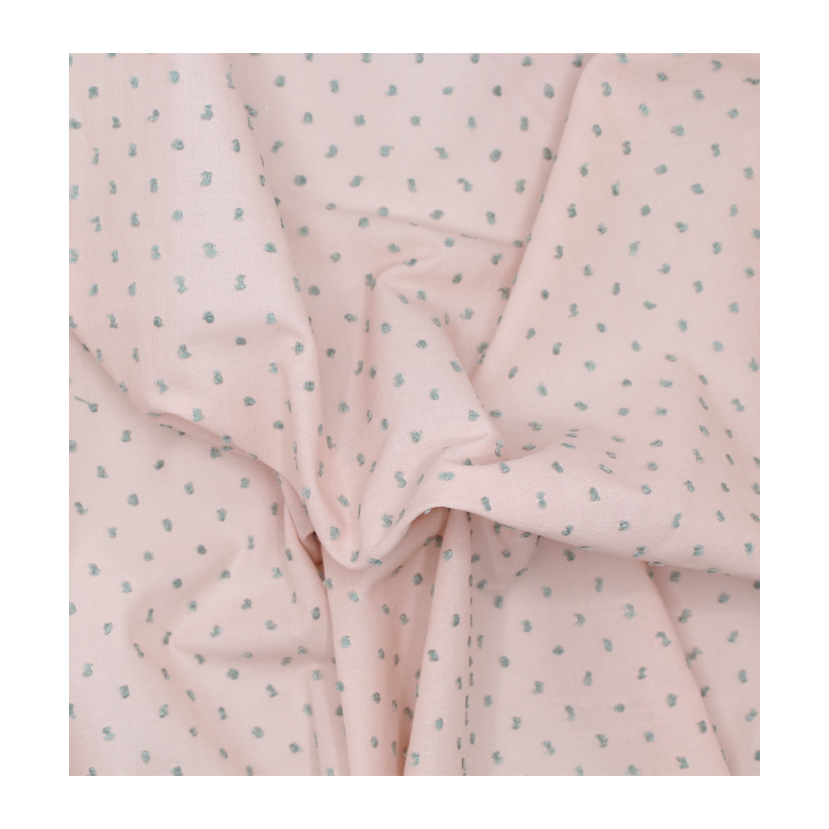 Plumetis de coton bicolore nude et vert sauge Qualité Oeko-tex - 3