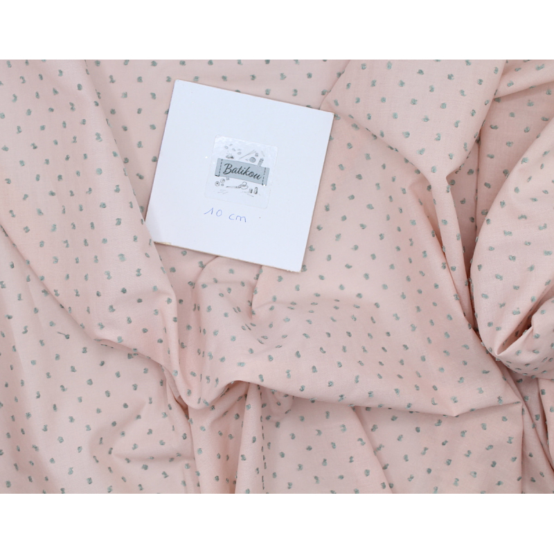 Plumetis de coton bicolore nude et vert sauge Qualité Oeko-tex - 5