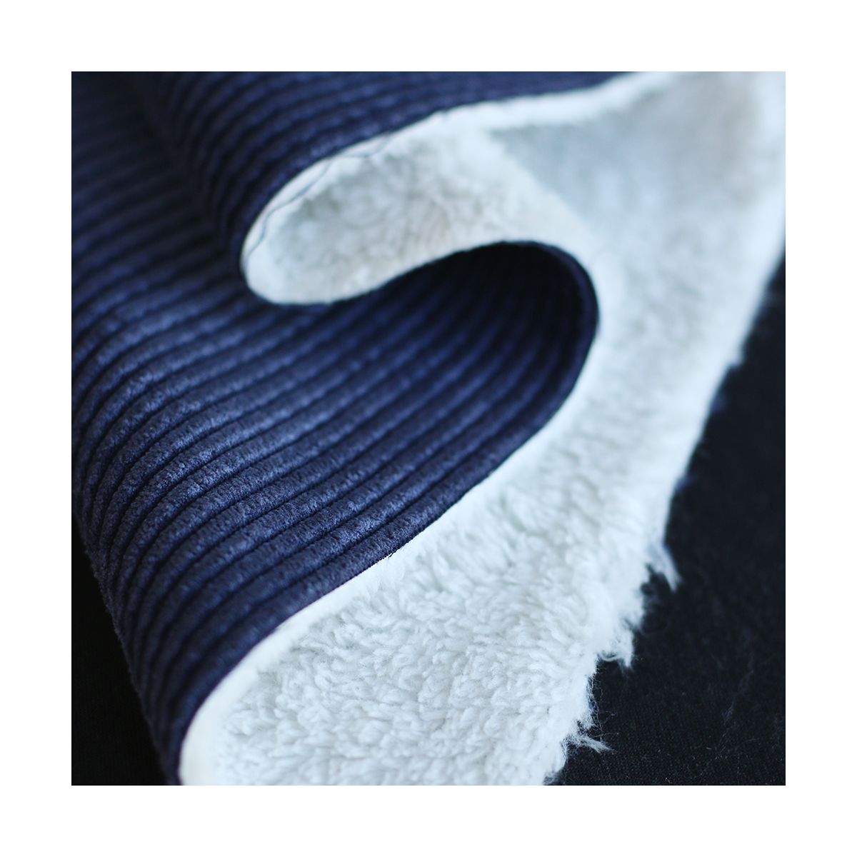 Norton - Velours à côtes doublé moumoute / fourrure bleu marine