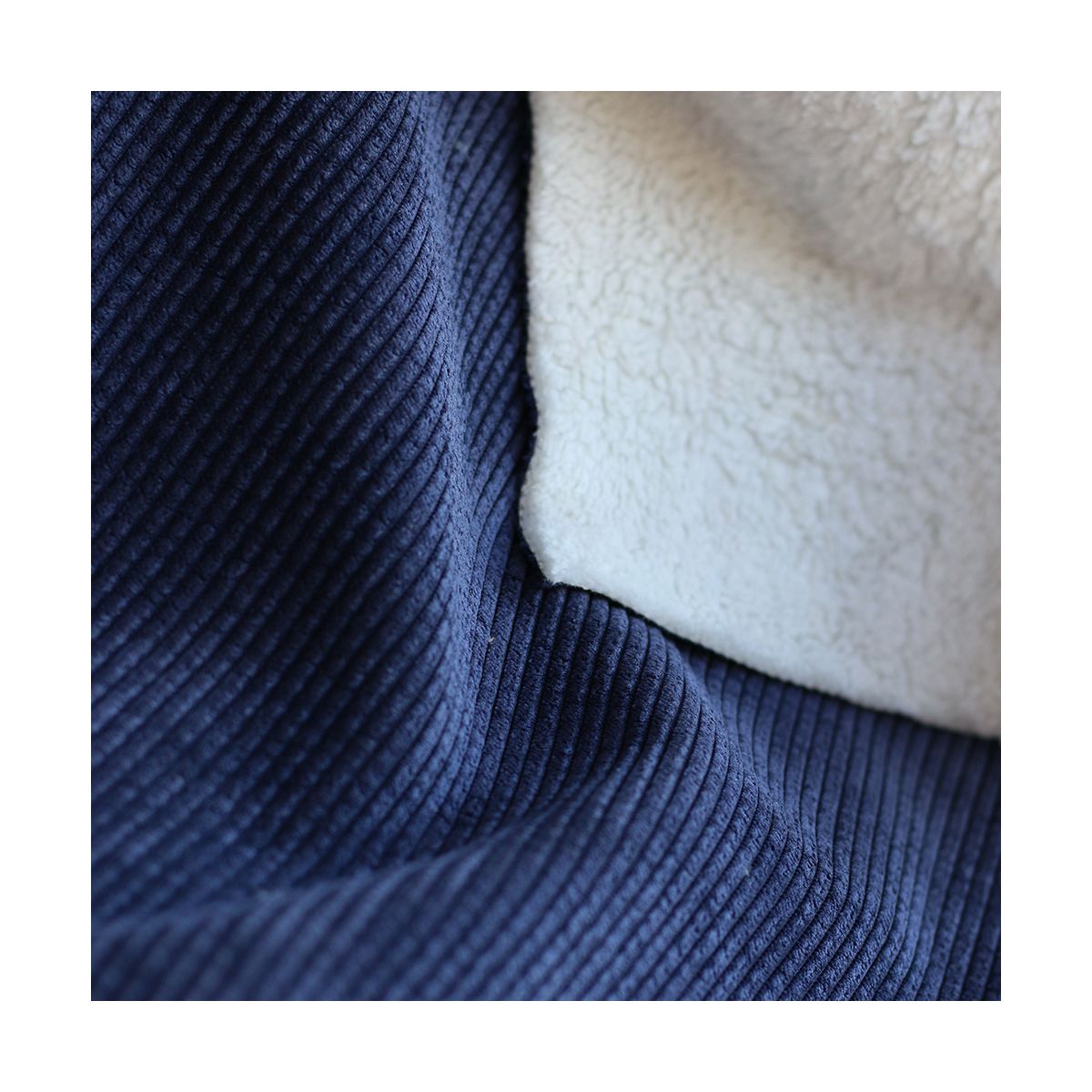Norton - Velours à côtes doublé moumoute / fourrure bleu marine