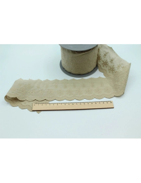 Galon coton broderie anglaise brodé 47mm x 1m grège