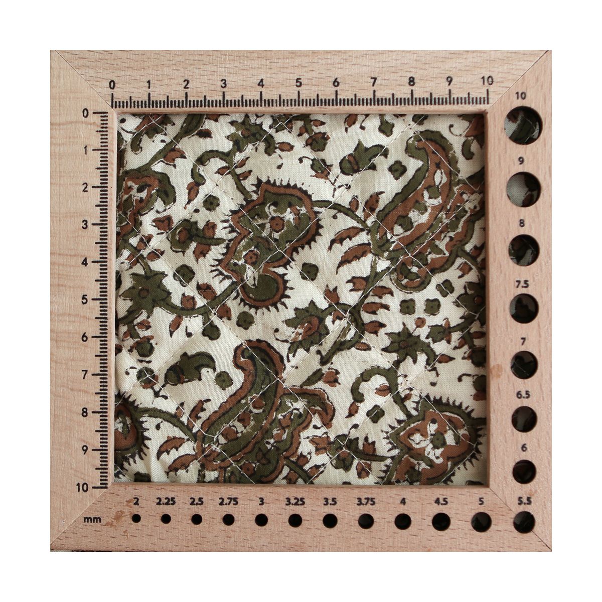 Neela - Tissu indien matelassé double face coton hand block teal largeur 100cm