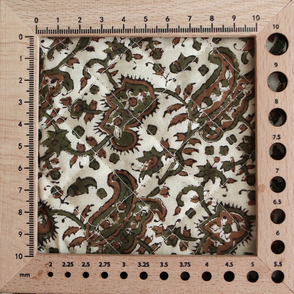 Neela - Tissu indien matelassé double face coton hand block teal largeur 100cm