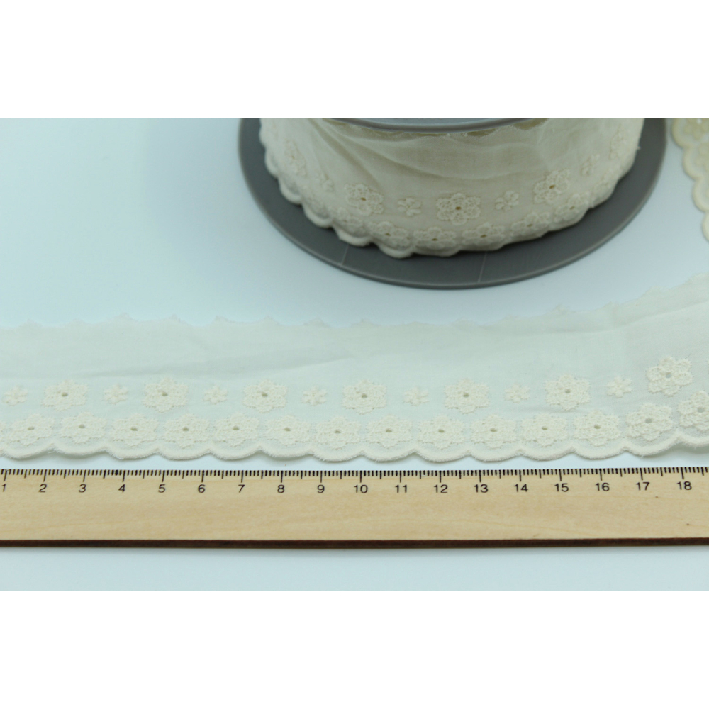 Galon coton broderie anglaise brodé 47mm x 1m écru