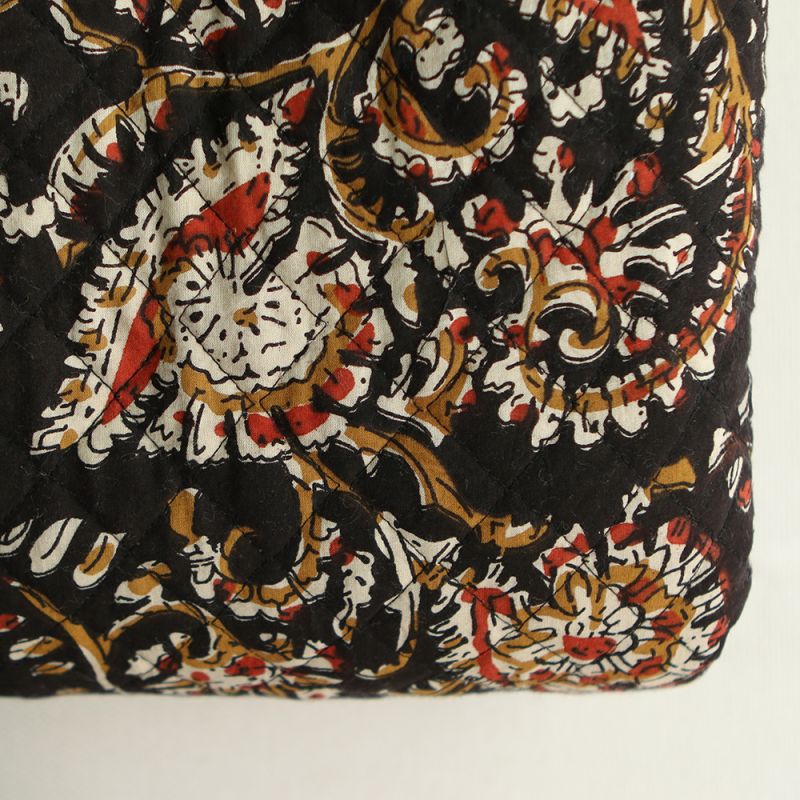 Kajal - Tissu indien matelassé double face coton hand block teal largeur 100cm