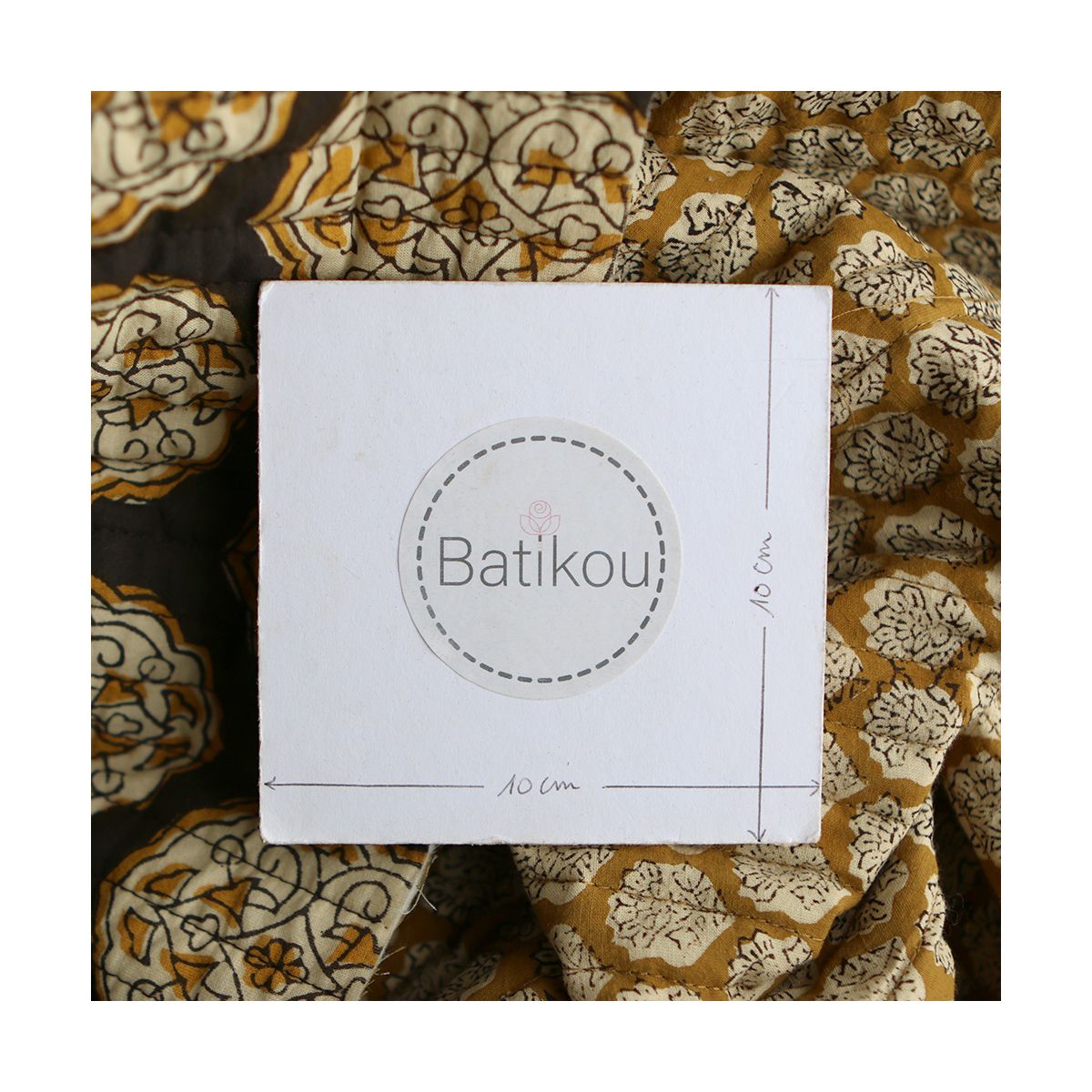 copy of Nisha & rayures - Tissu indien matelassé double face coton hand block teal largeur 100cm