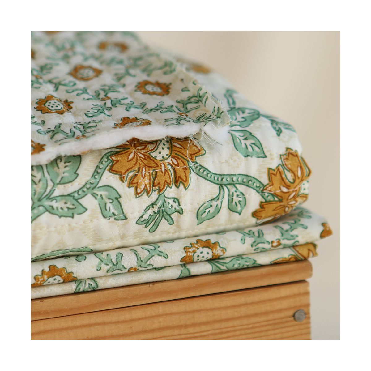 Jivan - Tissu indien matelassé double face coton hand block largeur 100cm