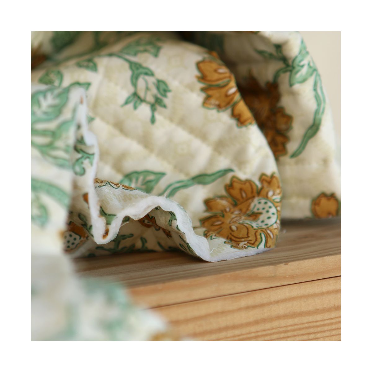 Jivan - Tissu indien matelassé double face coton hand block largeur 100cm