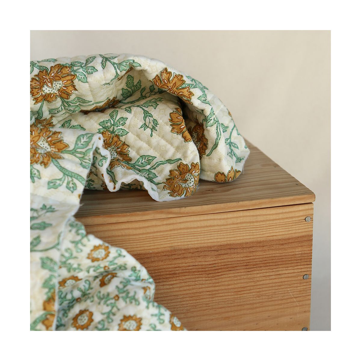 Jivan - Tissu indien matelassé double face coton hand block largeur 100cm