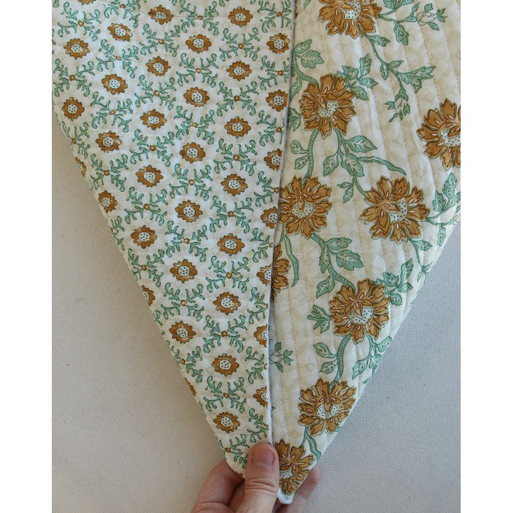 Jivan - Tissu indien matelassé double face coton hand block largeur 100cm