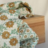 Jivan - Tissu indien matelassé double face coton hand block largeur 100cm