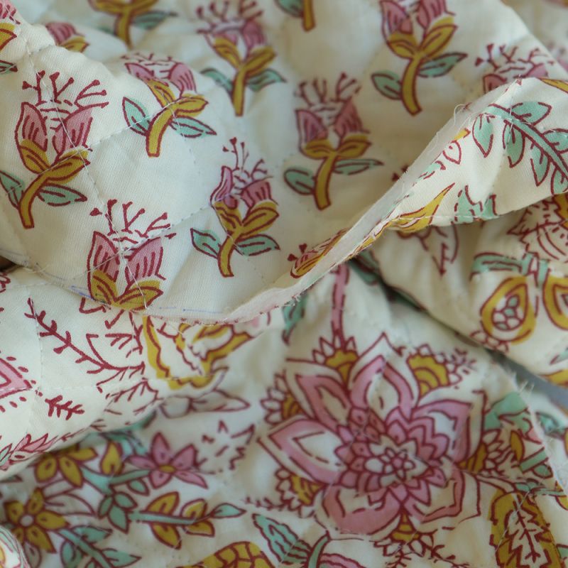 Naveen - Tissu indien matelassé double face coton hand block largeur 100cm