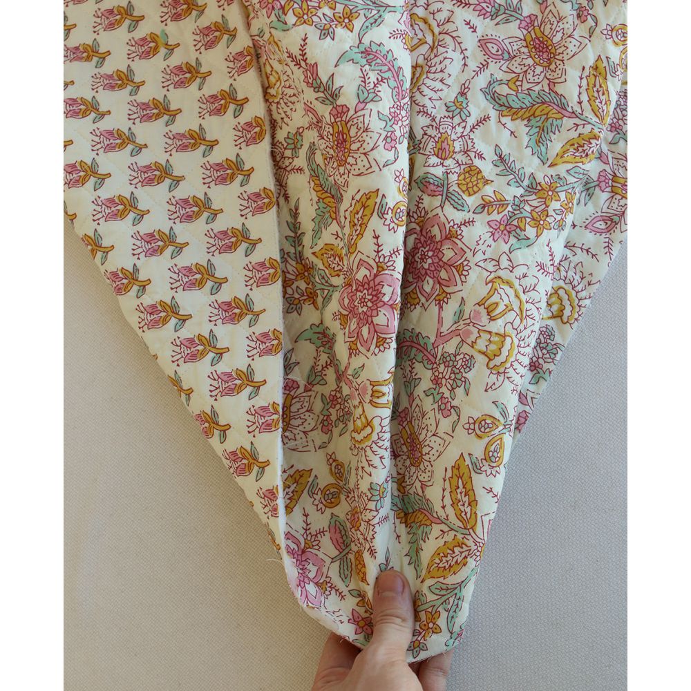 Naveen - Tissu indien matelassé double face coton hand block largeur 100cm