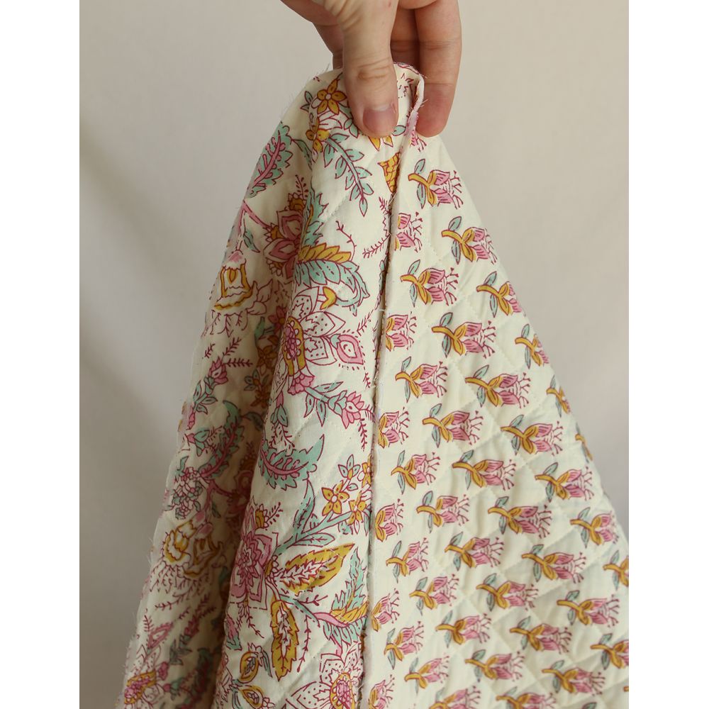 Naveen - Tissu indien matelassé double face coton hand block largeur 100cm