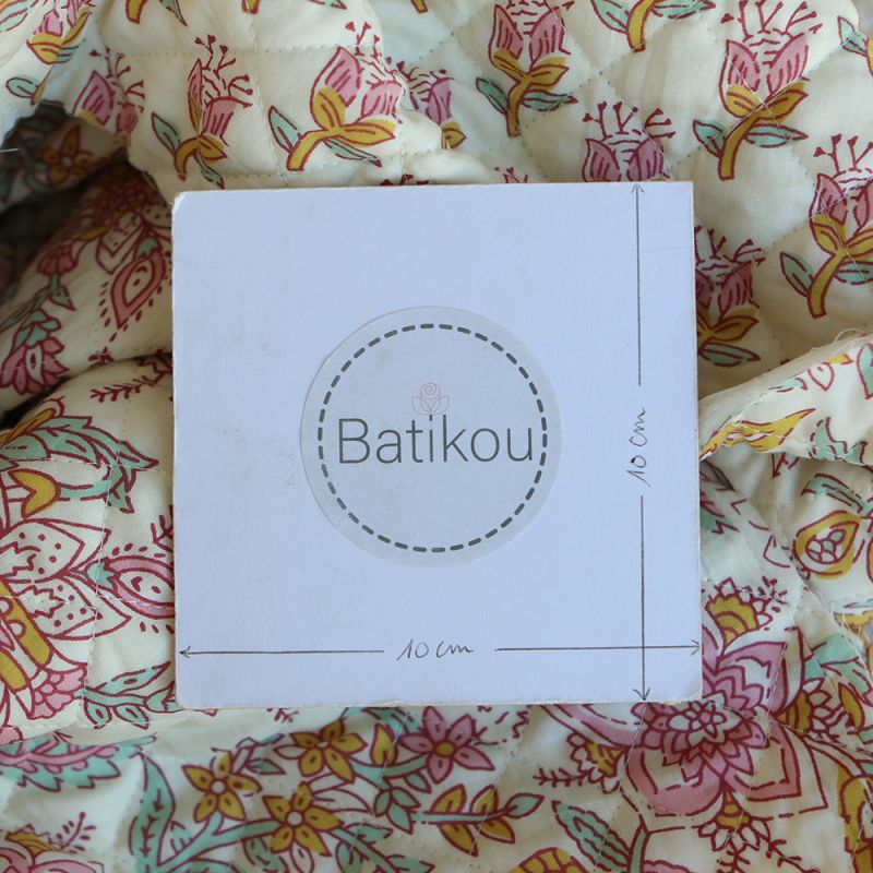 Naveen - Tissu indien matelassé double face coton hand block largeur 100cm