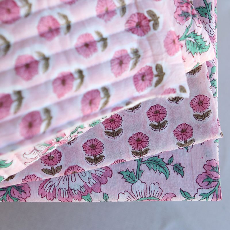 Keya - Tissu indien matelassé double face coton hand block largeur 100cm