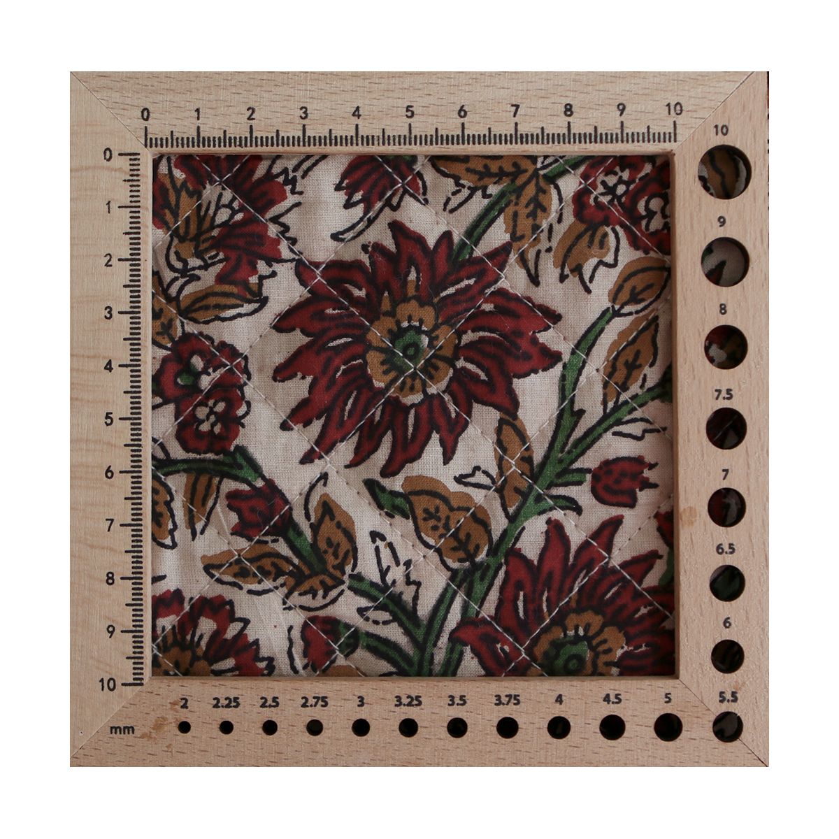 Mira - Tissu indien matelassé double face coton hand block teal largeur 100cm