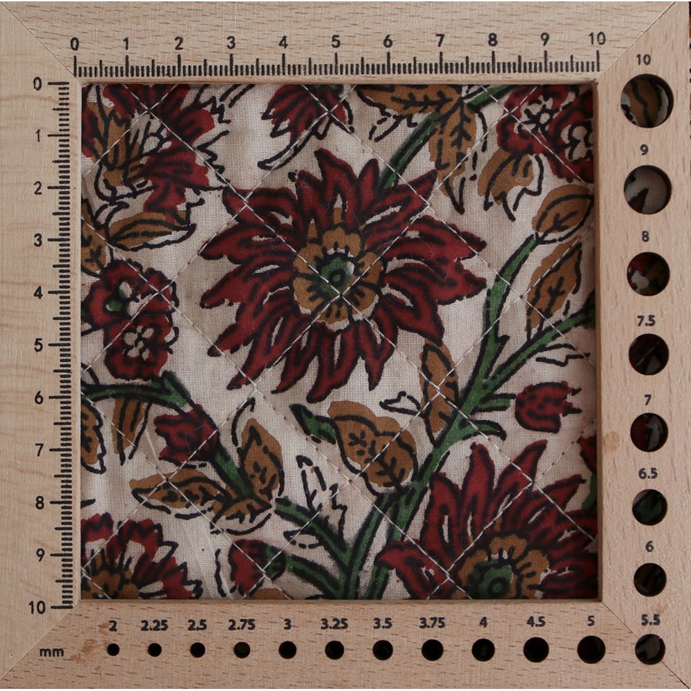 Mira - Tissu indien matelassé double face coton hand block teal largeur 100cm