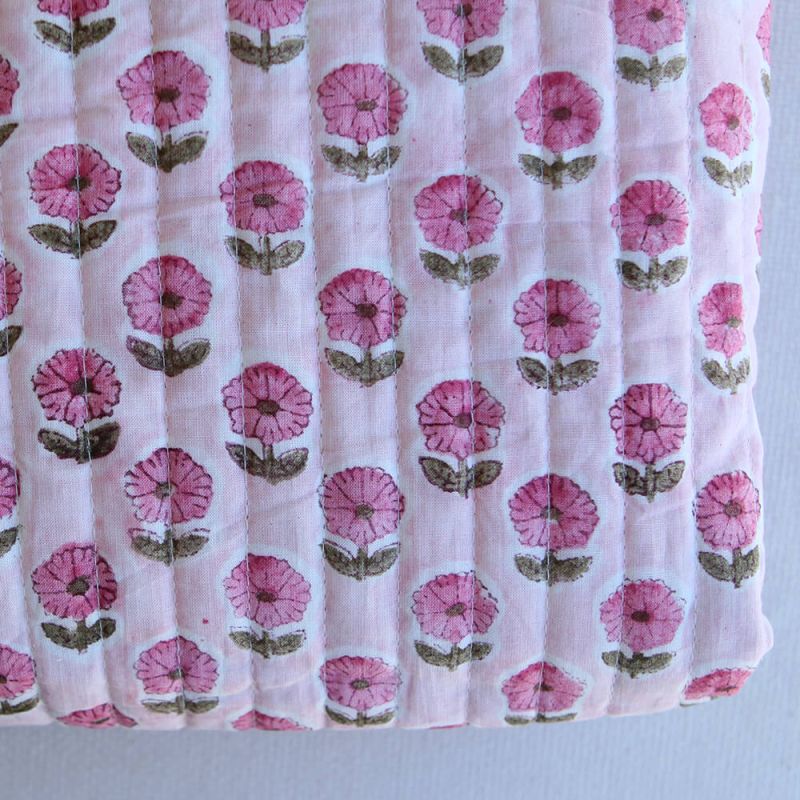 Keya - Tissu indien matelassé double face coton hand block largeur 100cm